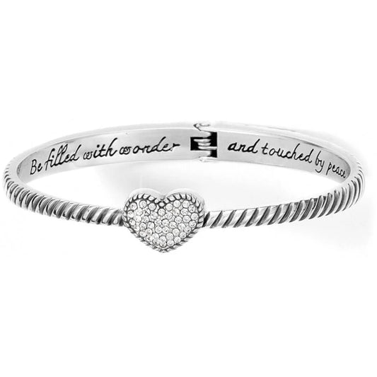 Celestia Heart Hinged Bangle- Silver