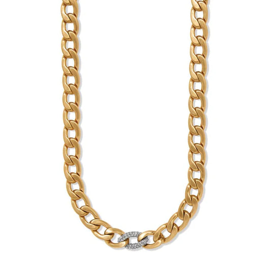 Cleo Pave Link Necklace Gold