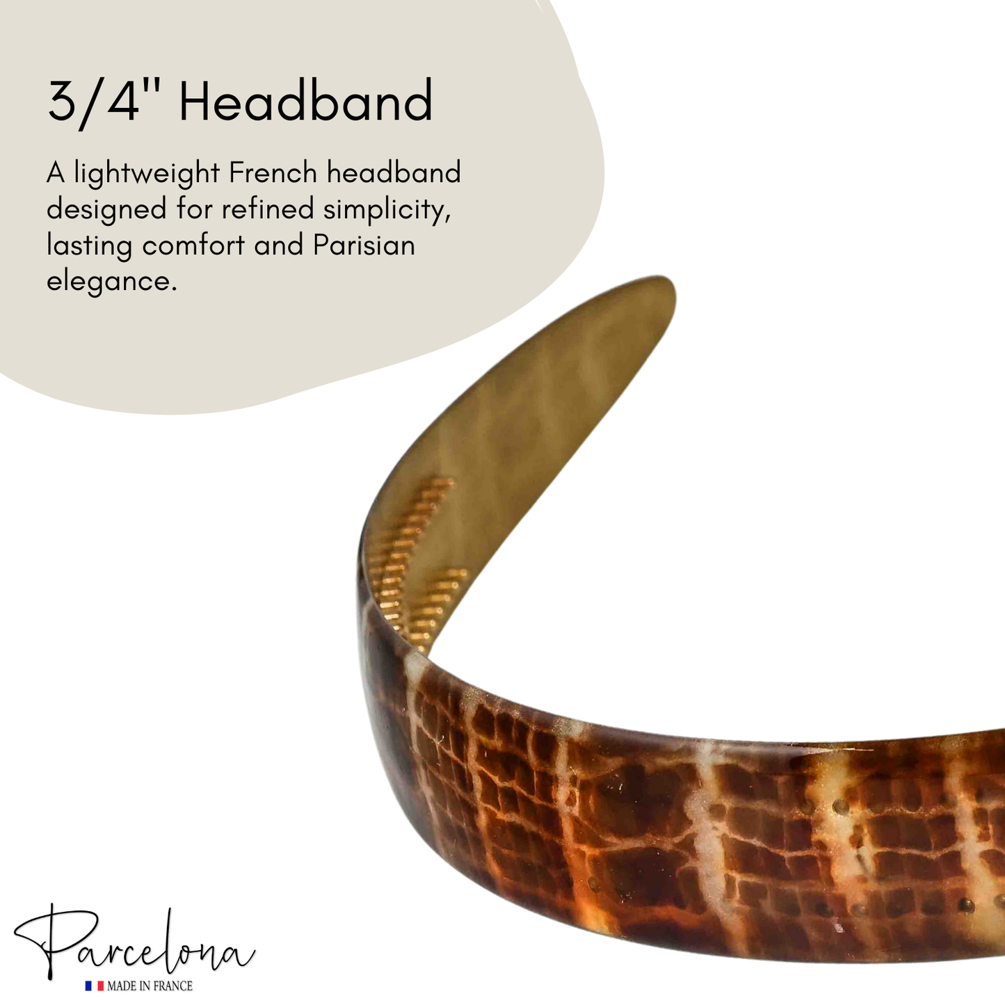 Parcelona French Headband 0.75 Inch Wide Cellulose Hairband for Women & Girls