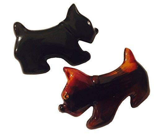 Parcelona French Dog Small Cellulose Black N Shell Brown Hair Clip Barrette