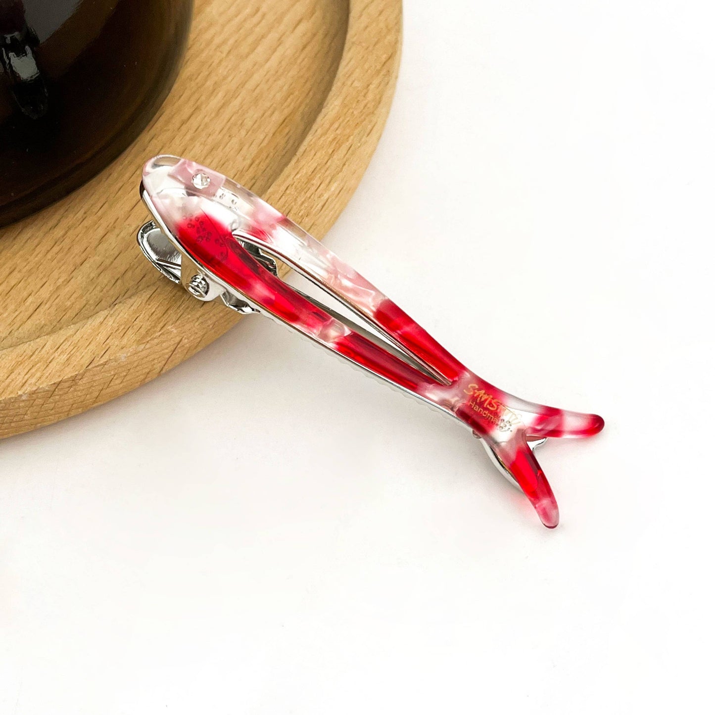 Hollow Fishbone Acetate Hair Clip, Fish Design Duckbill Clip