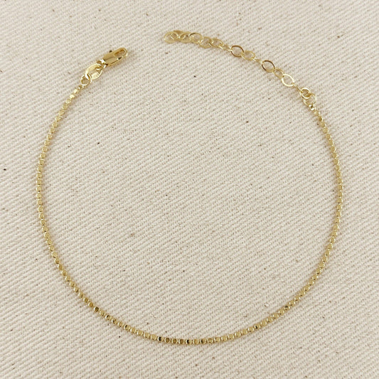 18k Gold Filled 1.5mm Mini Flat Dots Chain Anklet