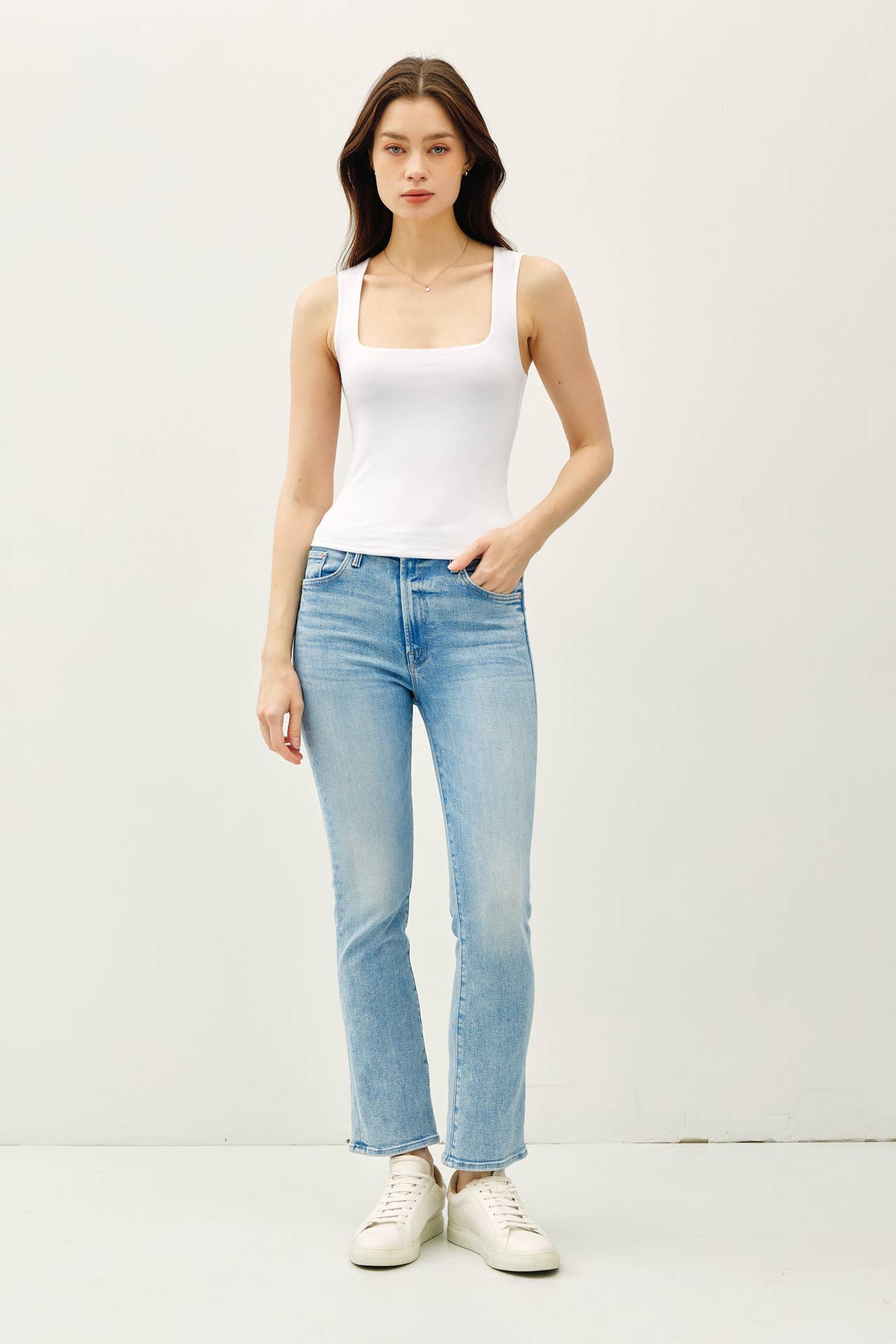 DOUBLE LINED SQUARE NECK TANK