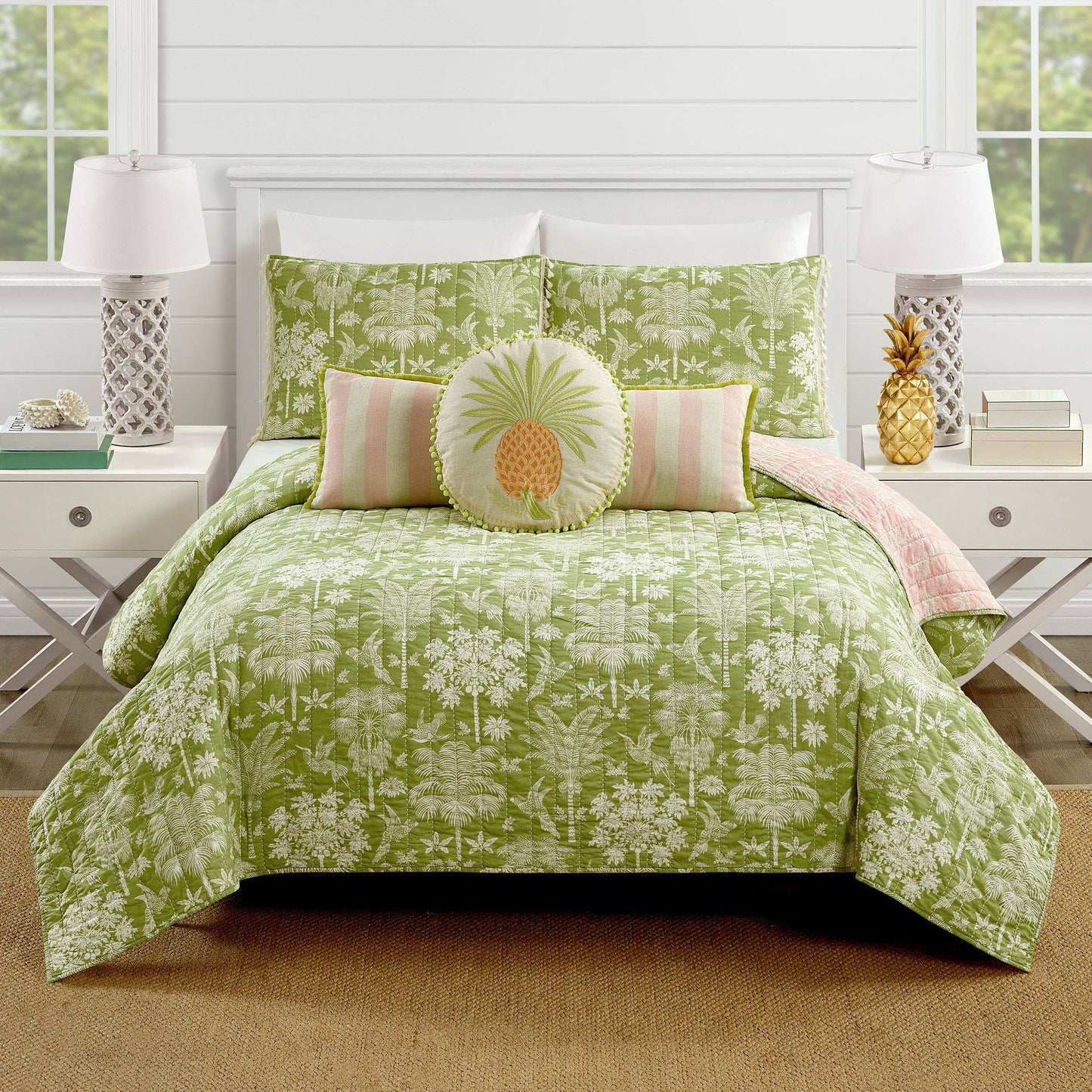 QUEENIE PINEAPPLE EMBROIDERED DECORATIVE PILLOW - Spartina