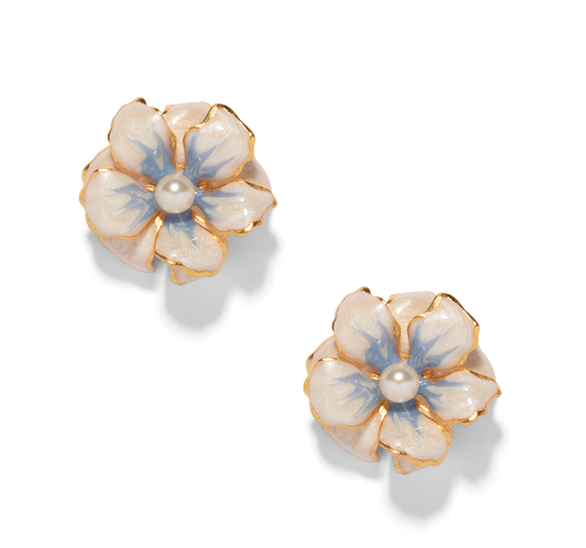 The Pink Reef Small Double Floral in Pearl and Blue