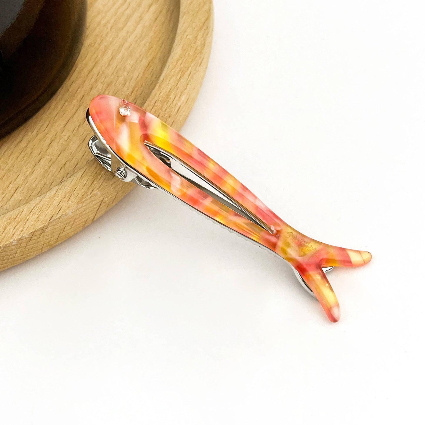 Hollow Fishbone Acetate Hair Clip, Fish Design Duckbill Clip