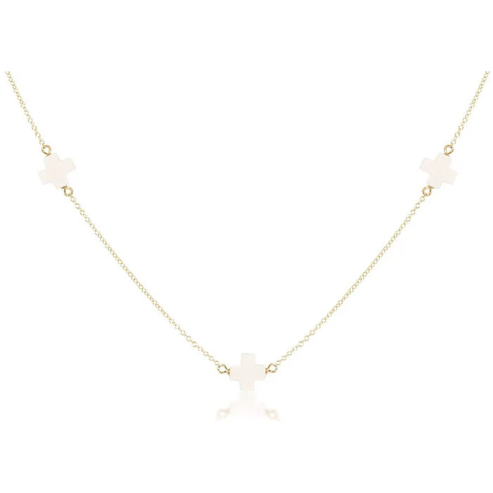 15” Choker Simplicity Chain Gold - Cross, Off White