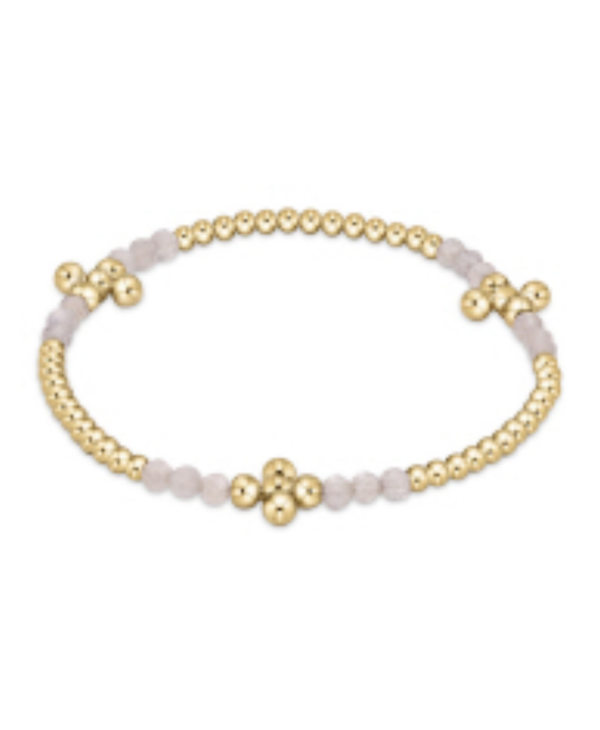 Signature Cross Gold Bliss Pattern 2.5mm Bead Bracelet-Pink Opal