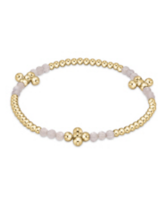 Signature Cross Gold Bliss Pattern 2.5mm Bead Bracelet-Pink Opal