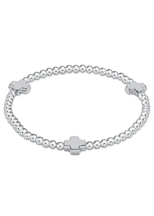 Signature Cross Sterling Pattern 3mm Bead Bracelet-Sterling