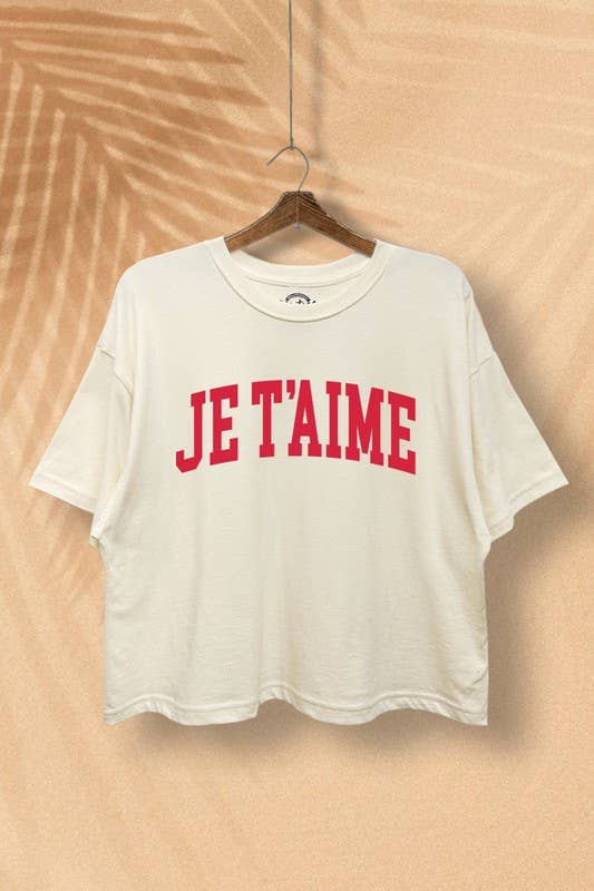 Je T'aime French Typography Boxy Crop Top