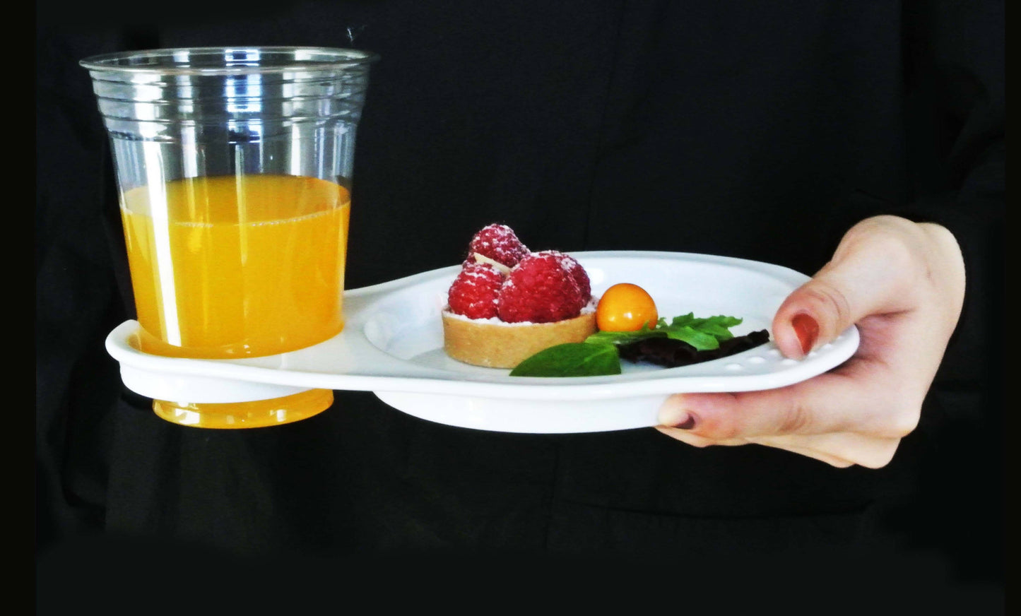 Appetizer Cocktail Plates with Wine Glass or tumbler holder