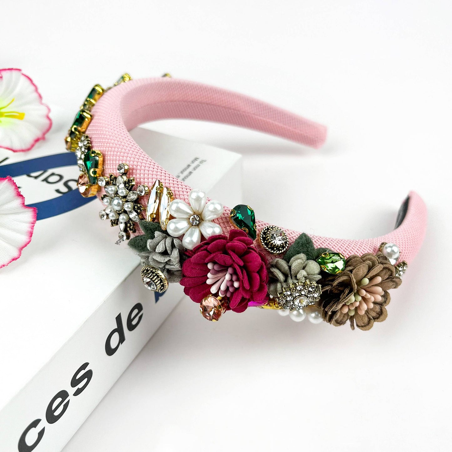 Vintage Flower Headband, Baroque Rhinestone Hair Accessory