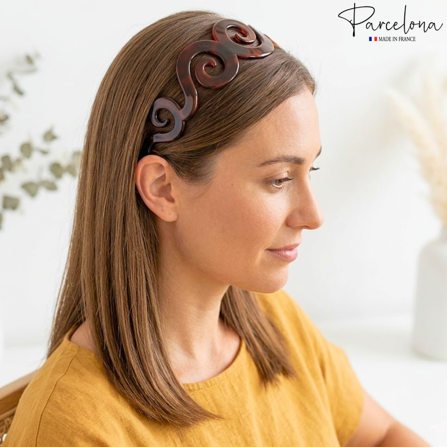 Parcelona French Swirls Wide Light Non-Brittle Cellulose Shell Hair Headband