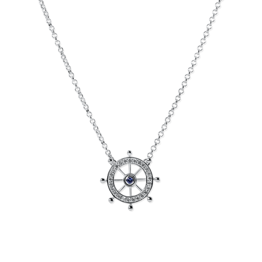 Ships Wheel Necklace Gold Plated