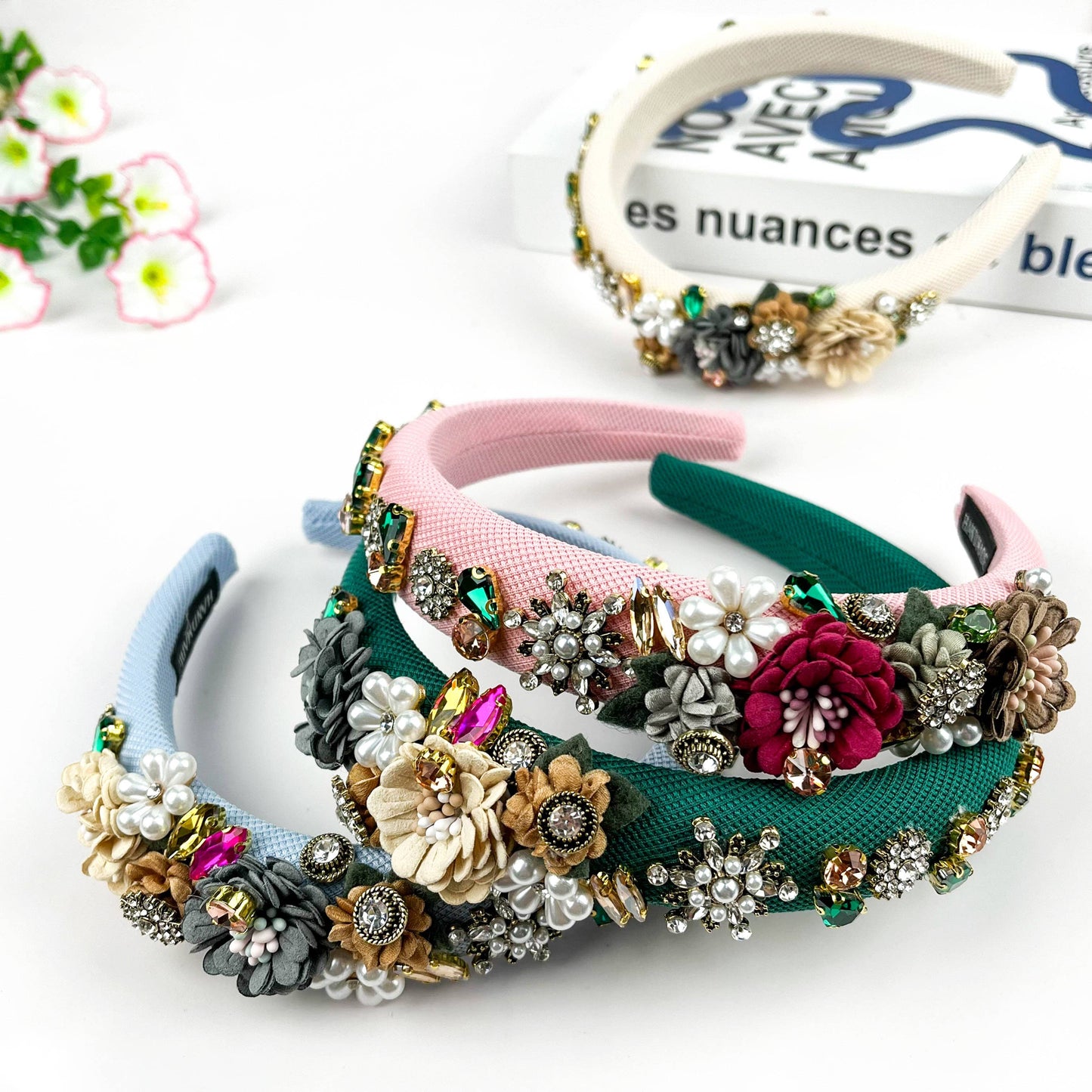 Vintage Flower Headband, Baroque Rhinestone Hair Accessory
