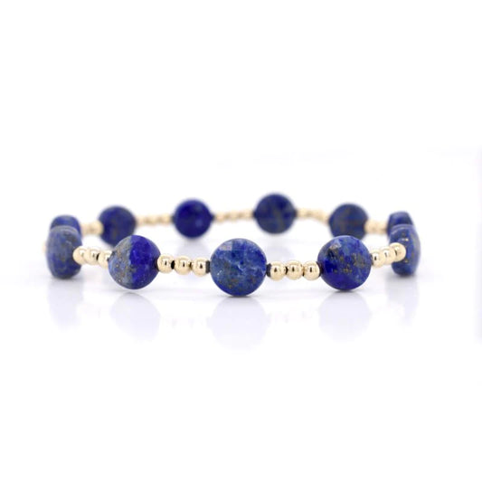 Admire Gold 3mm Bead Bracelet-Lapis