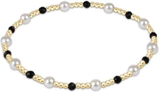 Pearl Sincerity Pattern 4mm Bead Bracelet- Faceted Onyx