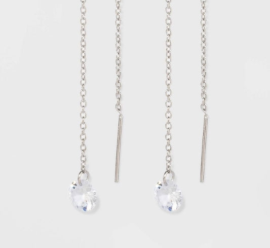 SS Clear Quartz Threader Earrings