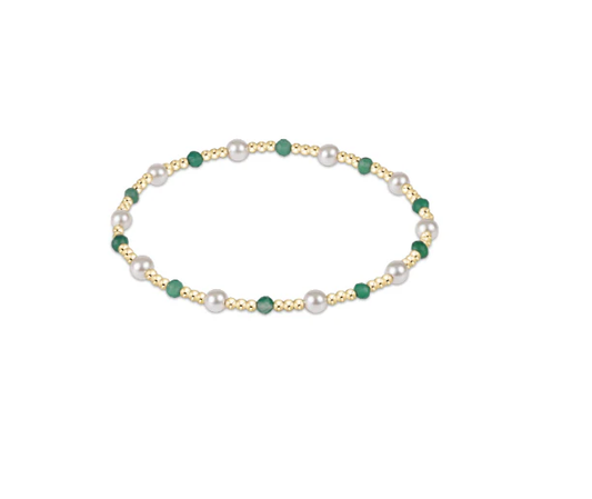 Pearl Sincerity Pattern 4mm Bead Bracelet- Green Onyx
