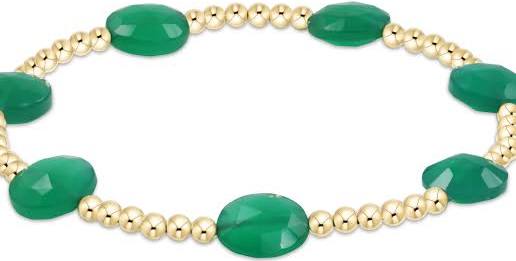 Admire Gold 3mm Bead Bracelet- Green Onyx