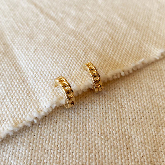 18k Gold Filled 2mm Cuban Chain Clicker Hoop Earring