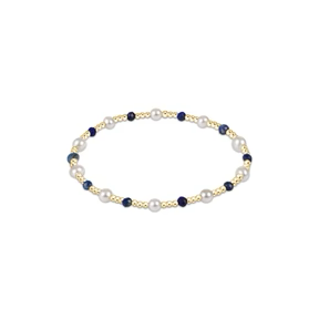 Pearl Sincerity Pattern 4mm Bead Bracelet- Lapis