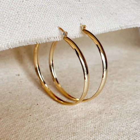 18k Gold Filled Hollow Continuous Hoop Earrings