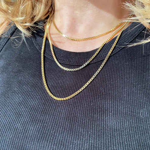 18k Gold Filled 2.0 mm Box Chain Necklace-16