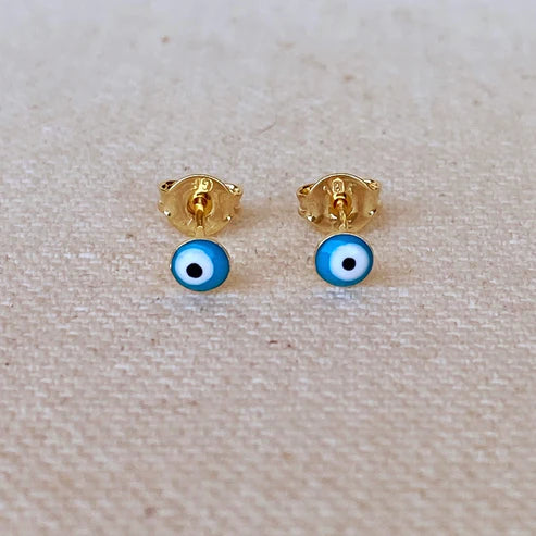 18k Gold Filled Tiny Evil Eye Stud Earrings