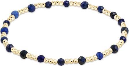 Gemstone Gold Sincerity Pattern 3mm Bead Bracelet- Lapis