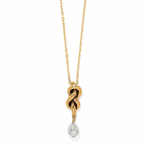 Interlok Single Knot Drop Necklace- Two Toned