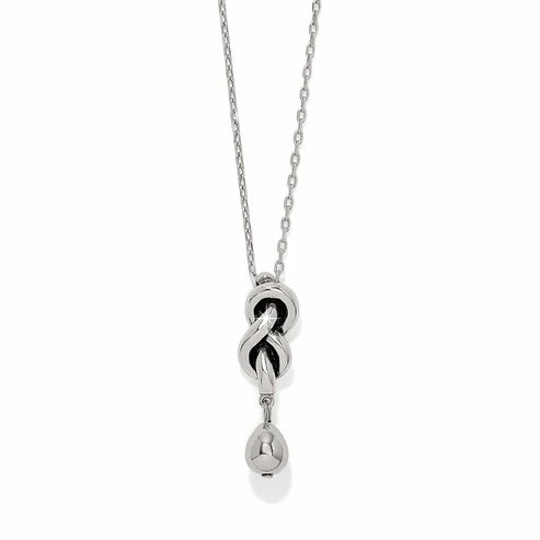 Interlok Single Knot Drop Necklace- Silver