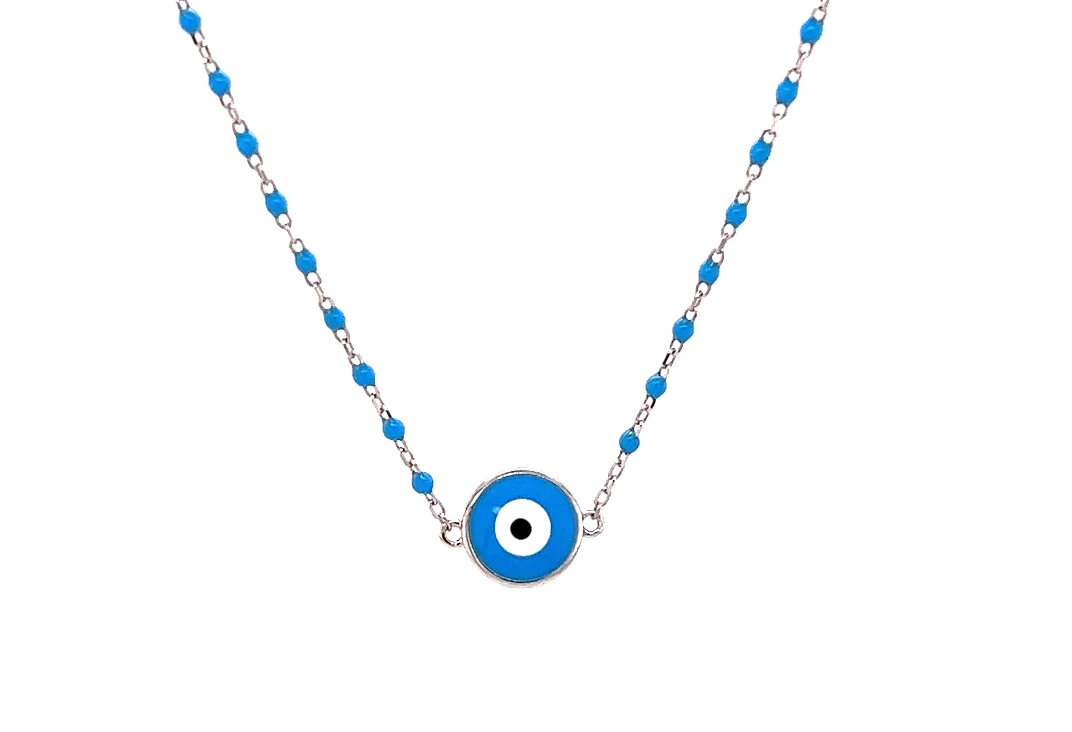 Evil Eye OdysseusDotted Necklace-Silver