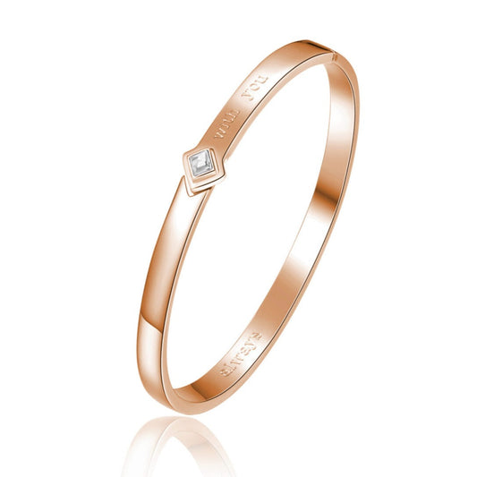 "With You" Hinged Bracelet (Rose Gold - Clear Crystal)