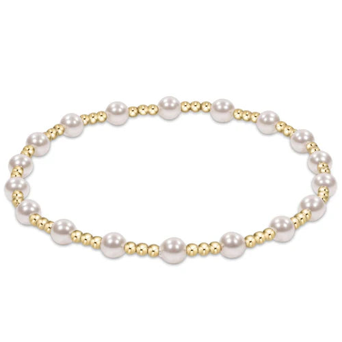 Classic Purpose Pattern 4mm Bead Bracelet - Pearl