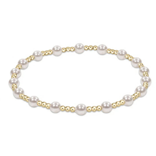 Extends Classic Sincerity Pattern 4mm Bead Bracelet - Pearl