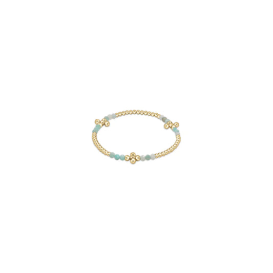 Signature cross Gold Bliss Pattern 2.5mm Bead Bracelet- Aquamarine