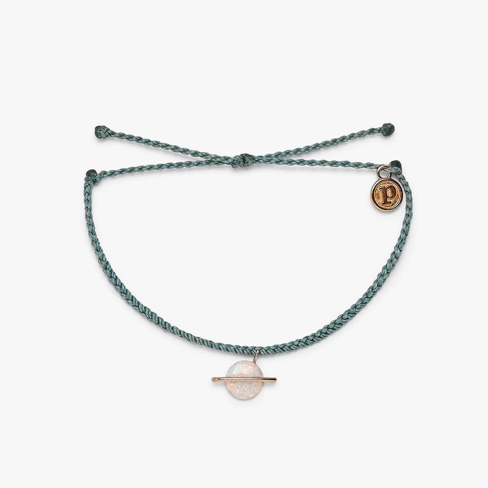 White Opal Saturn Silver Bracelet